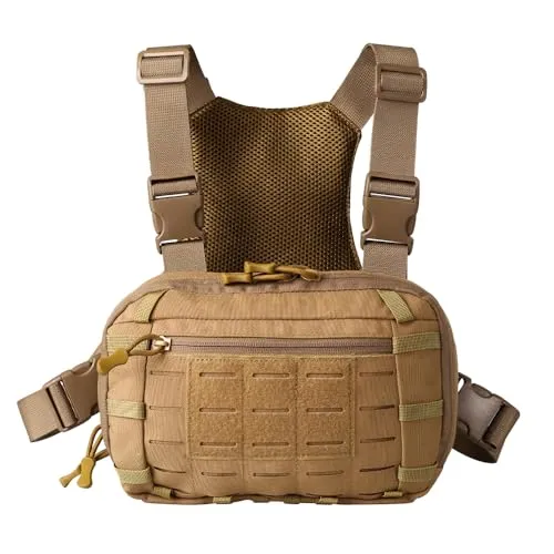 DONGKER Tactical Chest Rig Pack, Wasserdichte Molle Brusttasche für Männer, Herren Harness Taschen mit CCW-Fach und verstellbarem Gurt für die Jagd im Freien, Schießen, Wandern