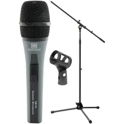 Pronomic DM-59 Mikrofon Starter SET mit MS-15 Pro Stativ - Komplettes Mikrofonset mit dynamischem Vocal-Mikrofon, ideal für Gesang und Sprache. Inklusive Mikrofonstativ mit Galgen, 5m XLR-Kabel und gepolstertem Koffer für einfachen Transport.