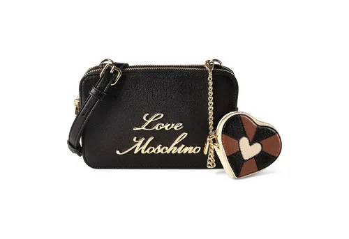 Love Moschino Heart Charm Umhängetasche Leder 20 cm schwarz TAS063762 - Elegante Umhängetasche aus feinstem Leder mit praktischen Kreditkartenfächern und verstellbarem Umhängeriemen. Ideal für stilbewusste Frauen, die Funktionalität und Stil schätzen.