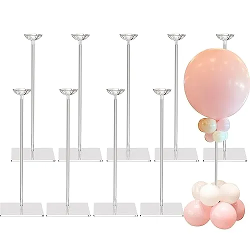 TEKXYZ 40 CM Hoher Klarer Acryl-Luftballon Ständer für Tisch, 10 Stück