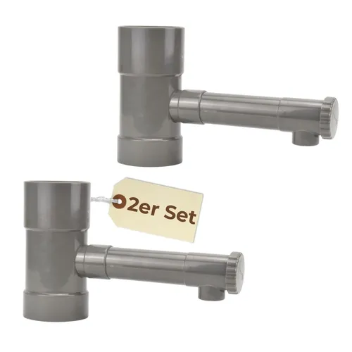 2er Set Regendieb Wasserdieb Fallrohr Abzweig mit Hahn Regenwassersammler Ablauf