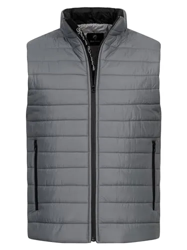 Rock Creek Herren Weste Steppweste Übergangsweste Leicht Herrenweste Frauen Westen Stepp Westen mit Kapuze Daunenweste Thermoweste H-350 Grau L