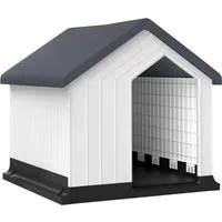Hundehütte Outdoor Hundehaus mit Asphaltdach, Grau 62 x 61 x 60 cm - Robuste Hundehütte aus Kunststoff mit schützendem Asphaltdach, ideal für den Außenbereich und bietet optimalen Schutz für Ihren Hund.