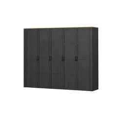 Eleganter Drehtürenschrank in Schwarz - 265x215x60 cm - Stylischer Drehtürenschrank in Schwarz für modernen Wohnkomfort. Mit einer Breite von 265 cm und einer Höhe von 215 cm bietet er viel Stauraum und passt perfekt in Ihr Schlafzimmer.