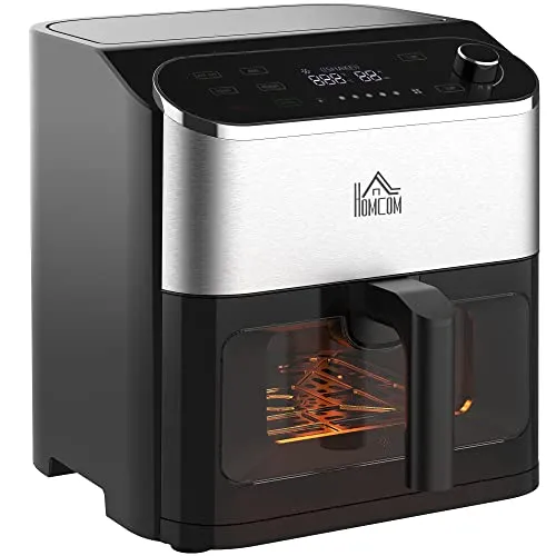 HOMCOM Luftfritteuse - Multifunktionale Heißluftfritteuse, fettfreies Frittieren und einfaches Backen für gesunde Ernährung