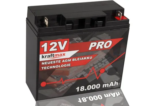 kraftmax Industrial Pro Bleiakku 12V 18Ah - Hochleistungs-AGM-Bleiakku für Industrie und Medizin, extrem belastbar und wartungsfrei, ideal für vielseitige Anwendungen von Solar bis Notbeleuchtung.