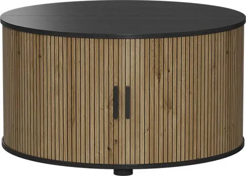 Vicco Couchtisch Selva, Eiche/Schwarz, 80 x 80 cm mit Schiebetür - Couchtisch mit elegantem Design, ideal für gemütliche Wohnzimmer. Bietet großzügige Tischplatte und praktischen Stauraum mit Schiebetür.