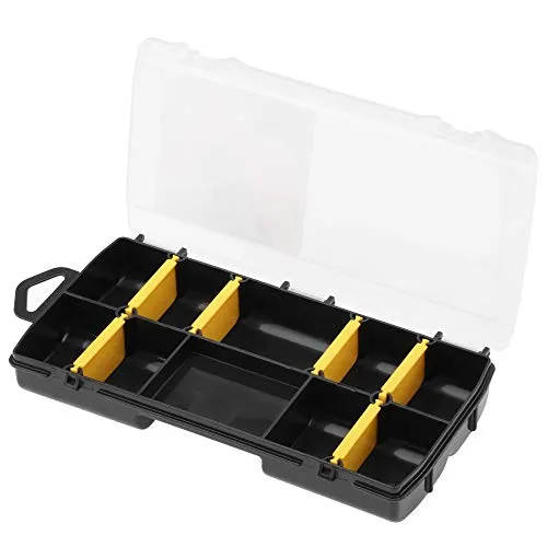 STANLEY Organizer Sortimentskasten (Aufbewahrungsbox für Zubehör und Kleinteile aus schlagfestem Polypropylen, 10 Fächer mit entfernbaren Trennwänden, eingebautes Lineal), Mehrfarbig - STST81679-1