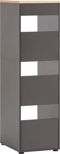 Lomadox Wäscheschrank Anthrazit mit Eiche - Stilvoller Wäscheschrank in Anthrazit mit Eiche-Akzenten. Praktische Aufbewahrungslösung für Wäsche und Haushaltsutensilien mit Softclose-Türen und pflegeleichten Oberflächen. Ideal für einen ordentlichen Hauswirtschaftsraum.