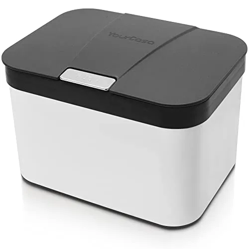 YourCasa® Biomülleimer Küche 4,3 L aus Edelstahl - geruchsdichter Bio Mülleimer mit Deckel & spülmaschinenfestem Inneneinsatz - hochwertiger Komposteimer & Biomüll Behälter klein (Schwarz)