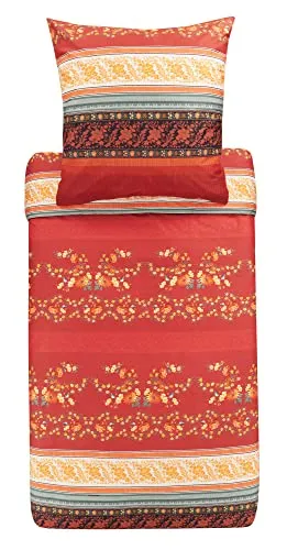 Bassetti Bettwäsche Garnitur Orosei R1 - 2-Teilig in Rot - Bettwäsche-Sets aus 100% Baumwolle Mako-Satin mit hochwertigem Reißverschluss und traumhaft schönem Muster für ein stilvolles Schlafzimmer.