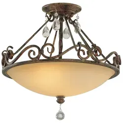 Chateau 2-flammige Deckenleuchte in Mokka-Bronze - Elegante Deckenleuchte im Schloss-Stil, aus hochwertigem Stahl mit Mokka-Bronze-Finish, ideal für stilvolle Innenräume. Kompatibel mit dimmbaren Lampen für individuelle Lichtstimmungen.