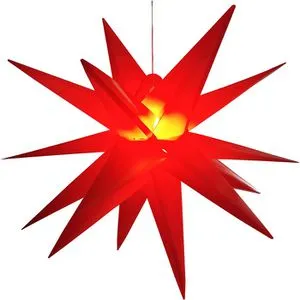 Star-Max Weihnachtsstern 34085 rot, innen + außen, beleuchtet, LED Birne, Kunststoff, Timer, Ø 58 cm