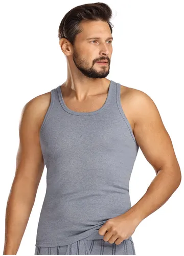 COMTE Herren Unterhemd 2er Pack Shirt ärmellos Baumwolle Feinripp blau Gr.9/3XL