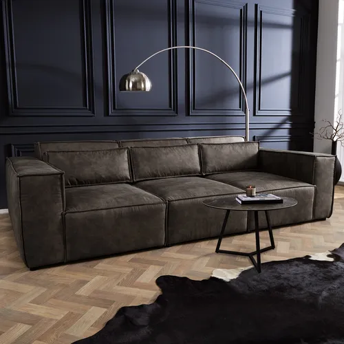 Riess-Ambiente 3-Sitzer BOSSA NOVA 260cm - Antik Dunkelgrau - Einzelsofas im modernen Design, gepolstert mit pflegeleichter Microfaser und inklusive Kissen für optimalen Komfort und Stil in deinem Wohnzimmer.