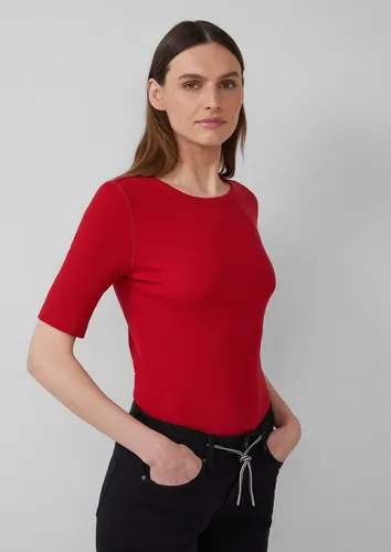 s.Oliver Kurzarmshirt T-Shirt Geripptes T-Shirt im Slim Fit aus Baumwollmix