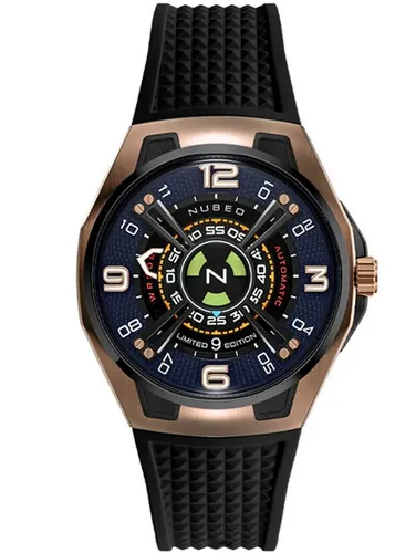 Nubeo Automatikuhr NB-6094-01 - Limitierte Herrenuhr 44mm - Armbanduhren - Limitierte Edition mit Automatikwerk NH35 von Seiko, 5 ATM wasserdicht und modernem Design in Roségold und Schwarz.