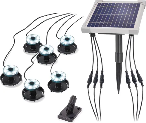 esotec Solar Gartenstrahler mit 6 MultiSpots 6500K kaltweiß - Praktischer Solar Gartenstrahler mit 6 kaltweißen LED-Spots für die effektive Beleuchtung Ihres Gartens und Teichs. Wetterfest und einfach zu installieren, sorgt er für stimmungsvolles Licht über und unter Wasser!