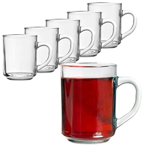 6x Kaffeegläser 240ml mit Henkel - Teegläser Latte Macchiato Cappuccino Tassen Kaffee Tasse Tee Kaffee Gläser Glas - Spülmaschinengeeignet - 6er Set