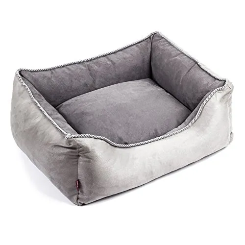 BOUTIQUE ZOO Elegant Hundebett/Größe 2: 75 x 66 x 20cm/Grau, Kunstleder/Hundebett für kleine/mittlere/große Hunde | Hundesofa, Hundekissen | S, M, L, XL, XXL, XXXL