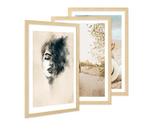 PHOTOLINI Bilderrahmen 3er Set in beige von Photolini