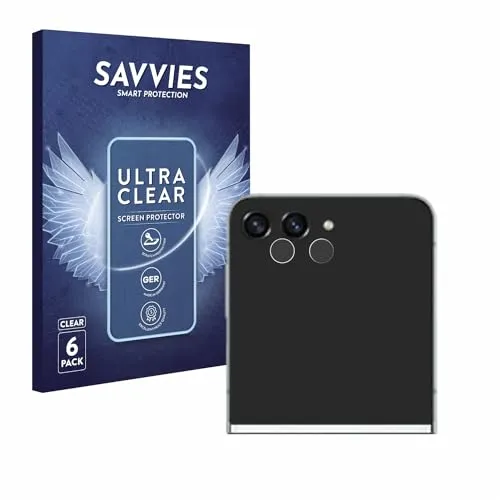 Savvies 6 Stück Schutzfolie für Samsung Galaxy Z Flip 5 (NUR Kameraschutz) Displayschutz-Folie Ultra-Transparent