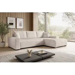 Xxxl Ecksofa Nelly, Creme, 3-Sitzer mit Schlaffunktion von storez24