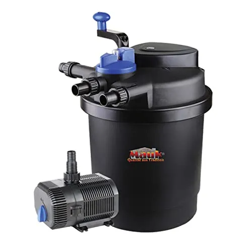 Mauk Teichdruckfilter Set 11W UVC - Effizientes Komplettfiltersystem - Teichfilter & -skimmer mit integrierter Reinigungsfunktion, ideal für Teiche bis 10.000 Liter, sorgt für kristallklares Wasser und einfache Handhabung.