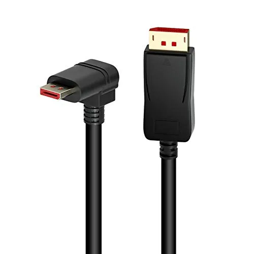 BolAAzuL 90 Grad Displayport 1,4-Kabel Abwärts DP Kabel, unten abgewinkeltes Displayport Kabel 1,8M bis zu 8K/60Hz, 4K/144Hz unterstützt, shwarz/Gold