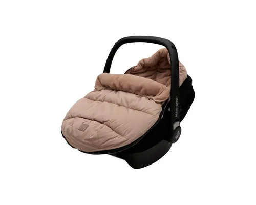 Jollein Fußsack Puffed - Biscuit - Fußsack für Babyschale, Gruppe 0+, und Kinderwagen. Gefüttert für Wärme, mit Kapuze und praktischem Reißverschluss - ideal für kalte Tage.