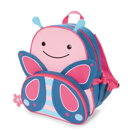 Skip Hop Zoo Pack Kinderrucksack - Schmetterling in Rosa - Kindertaschen für kleine Entdecker: Der niedliche Schmetterlingsrucksack mit abnehmbarem Haltegurt bietet Sicherheit und Stil. Ideal für den Kindergarten und Ausflüge, mit gepolsterten Trägern für hohen Tragekomfort.