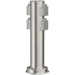 Garten Steckdosensäule PORU, 4-fach IP44, Edelstahl, rund, 40 cm - Praktische 4-fach Steckdosen-Säule für den Außenbereich, spritzwassergeschützt (IP44) und ideal für Gartenbeleuchtung oder Elektrogeräte. Stilvolles Design aus Edelstahl für jede Umgebung.
