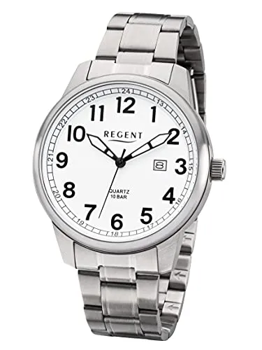 REGENT Herrenuhr F-1275 mit Edelstahl Armband - Armbanduhren für Herren mit 43 mm Gehäusedurchmesser, wasserdicht bis 10 Bar und hochwertigem Miyota Quarzwerk für präzise Zeitmessung.