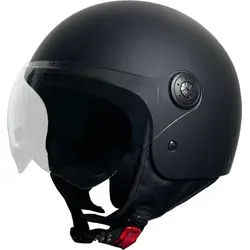Jethelm 229 matt schwarz Größe S mit Visier Sturzhelm Rollerhelm Motorradhelm - Schwarz