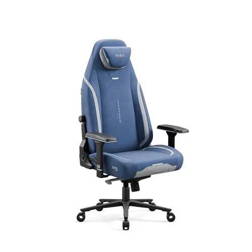 Diablo Ergonomischer Gaming Stuhl Stoff X.Eye Prime Pc Stuhl mit Magnet-Kopfstütze Gaming Sessel Kühlfunktion Gaming Stuhl Ergonomisch Strapazierfähiger Stoff Gaming Chair 140 kg Meta Ocean