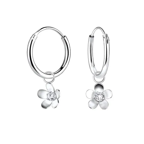 Kinder Ohrringe Creolen 925 Sterling Silber Blume Blümchen Mädchen Geschenk