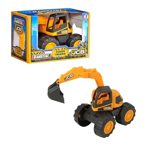 Teamsterz JCB 7-Zoll-Bagger | JCB-Baufahrzeuge zum Spielen | Baufahrzeug-Spielzeug für drinnen, draußen und im Sandkasten | Spielfiguren und -Fahrzeuge für Kinder | Baufahrzeuge und -LKW | 18 M+