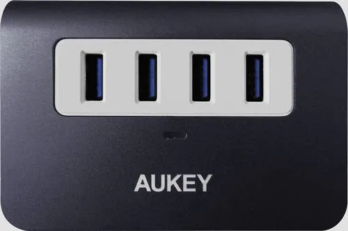 Aukey 4260397844588 USB-Hub 4 Port USB-A USB 3.2 Gen1 5 GBit/s Grau-Weiß CB-H5
