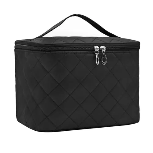 Produktbild Schminktasche Groß,Schminktasche Organizer, Große Kosmetiktasche,Make-up Taschen,Kosmetiktasche Mädchen,Make up Organizer,Waschtasche- Schwarz