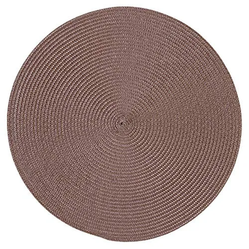 Haus und Deko Platzset Polypro Bastoptik rund ca. 35 cm Ø Schoko abwaschbar Tischset Platzdeckchen