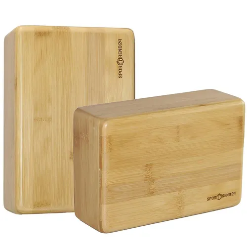 Sporttrend 24® 2 x Yoga Block Bambus | Yogablock Klotz Pilates Fitnessblock