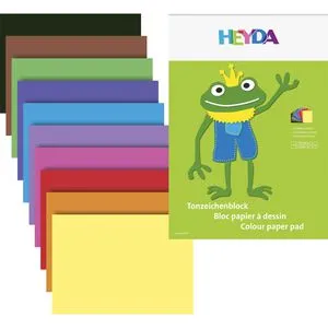Heyda Tonpapier 2047123, A3, 10 Farben sortiert, 130g/m², 10 Blatt