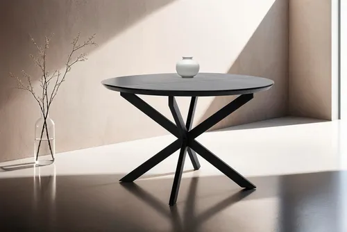 byLIVING Esstisch OREGON mit Auszug - Moderner Esstisch in Schwarz, ausziehbar von 120 auf 160 cm, mit eleganter Schweizer Kante und stabilem Metallgestell – ideal für bis zu sechs Personen.