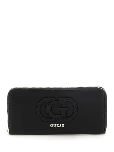 GUESS Damen Calebra Large Zip Around Wallet - Damen-Geldbörse mit 12 Kartenfächern und abnehmbarem Handgelenk, stilvolles Design mit glänzenden goldfarbenen Beschlägen für eleganten Auftritt.