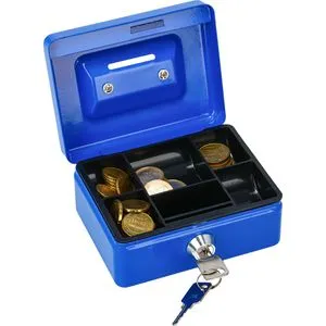 Alco Geldkassette 850-15, mit Zylinderschloss, 12,5 x 6 x 9,5 cm, blau, mit Schlitz