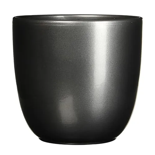 Annastore Blumenübertopf Tusca aus Keramik - Übertopf - Blumentopf - Übertöpfe - Blumentöpfe (Anthrazit, H 14 cm - Ø 14,5 cm)