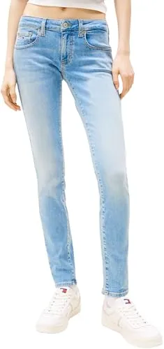 Tommy Jeans Damen Hose Sophie Skinny Low Waist, Blau (Denim Light) - Jeans im 5-Pocket-Style mit optimaler Passform und hohem Tragekomfort, ideal für Büro und Alltag. Hergestellt aus Better-Cotton-Initiative Baumwolle mit Stretchanteil.