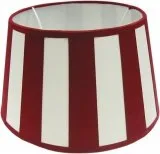 Tisch-Lampenschirm *rund*, Chintz creme mit rotem Balkenstreifen Du=20 /Do=15 / schräge H=12cm, Befestigung unten E27