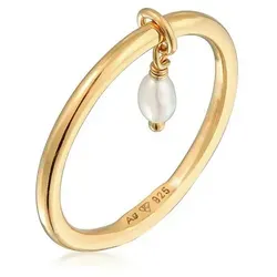 Elli Ring Damen Stapel Basic mit Süßwasserzuchtperle - Ringe für Damen, hochwertiger 925 Sterling Silberring mit einer eleganten Süßwasserzuchtperle – ideal als stilvolles Geschenk für besondere Anlässe.
