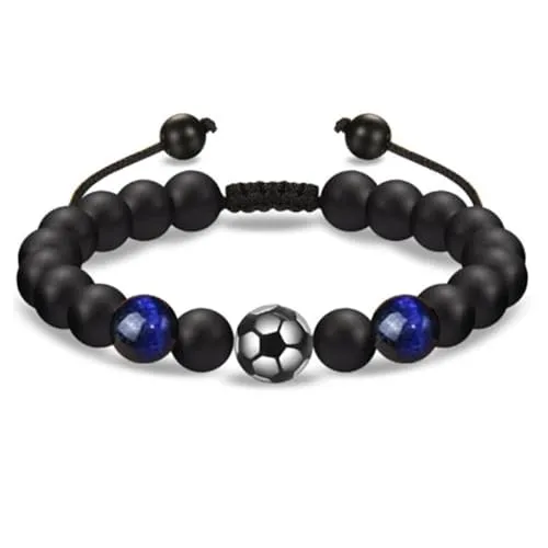 SHUOHONG Fussball Geschenke Jungen, Inspirierendes Fußball Geschenke für Jungs, Kinderarmband für Jungen mit Futball Anhänger, Armband Kinder Jungen für Sohn Enkel Neffen Bruder (Kordelzug Stil)